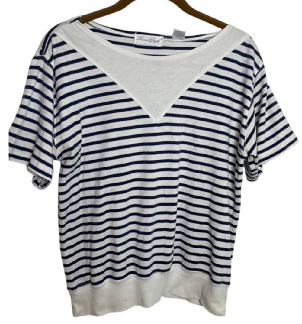 Vintage Laura Gayle Striped Top Womens Medium Sailor Preppy Short Sleeve T-Shirt